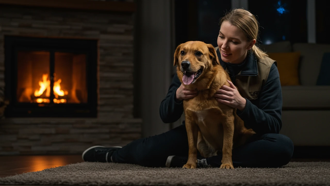 An overnight puppy sitter providing overnight dog care service for a young dog in her home.